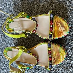 Super fun Louboutin wedge sandals